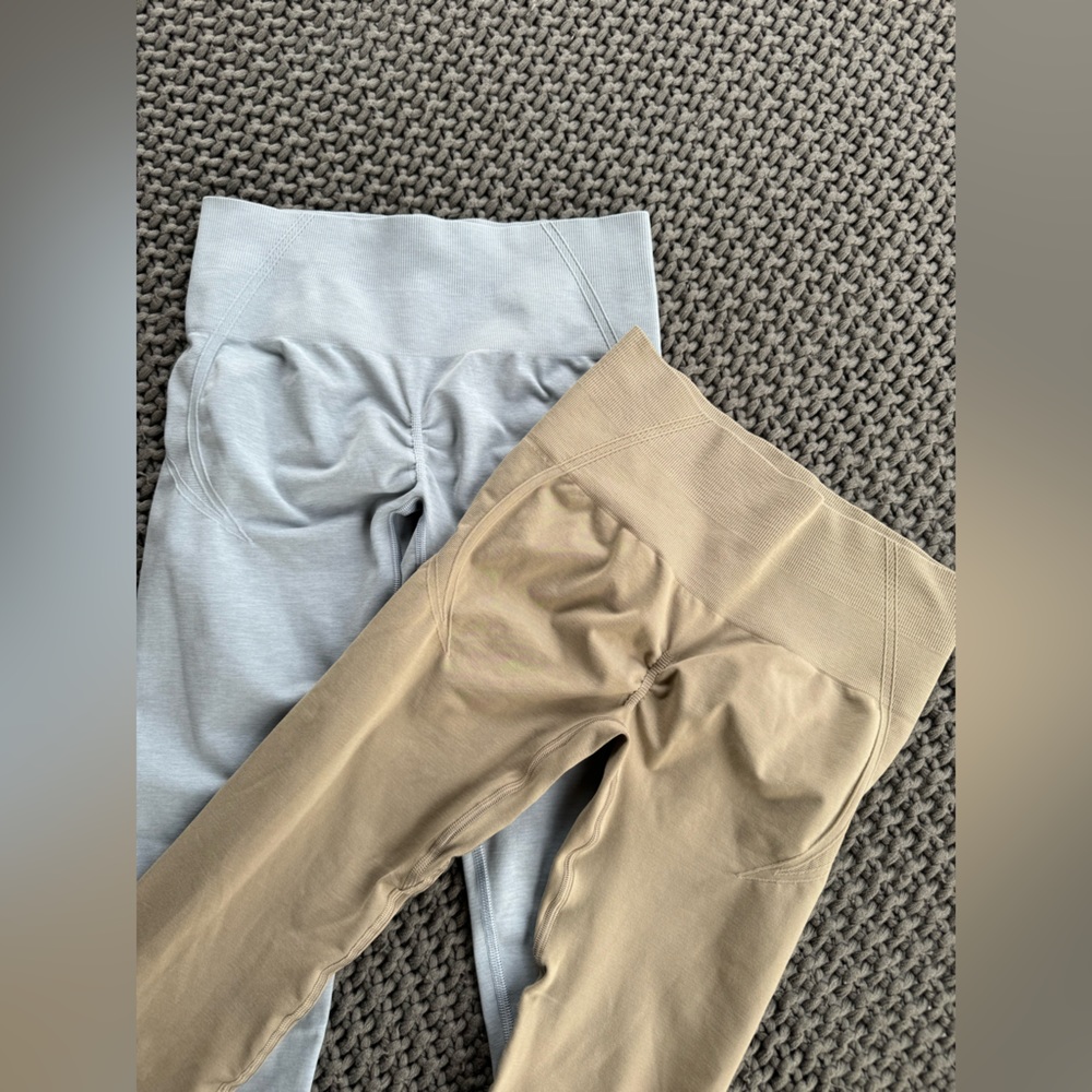 2 New Oner Active Effortless Seamless Leggings Metal grey -Sandstone  S …